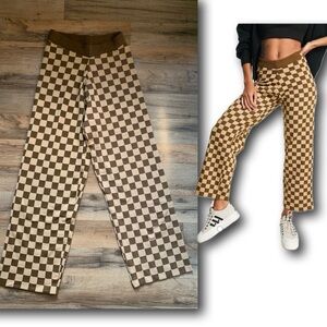 UO Daisy Street Checkered Relaxed Wide-leg Pants Small EUC